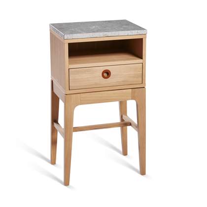 White Pigmented Lacquered Oak with Limestone Top