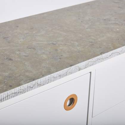 Light Grey Lacquer with Limestone Top