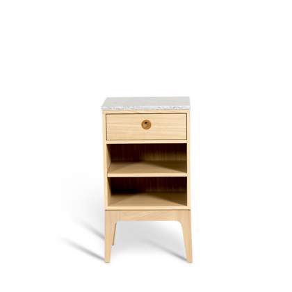 White Pigmented Lacquered Oak with Limestone Top