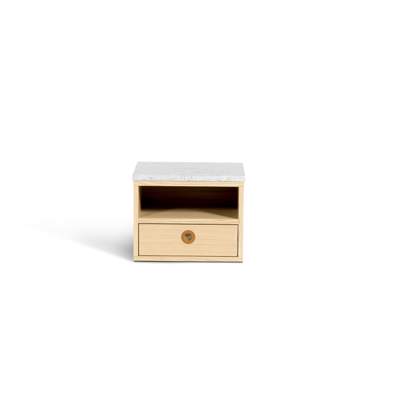 White Pigmented Lacquered Oak with Limestone Top
